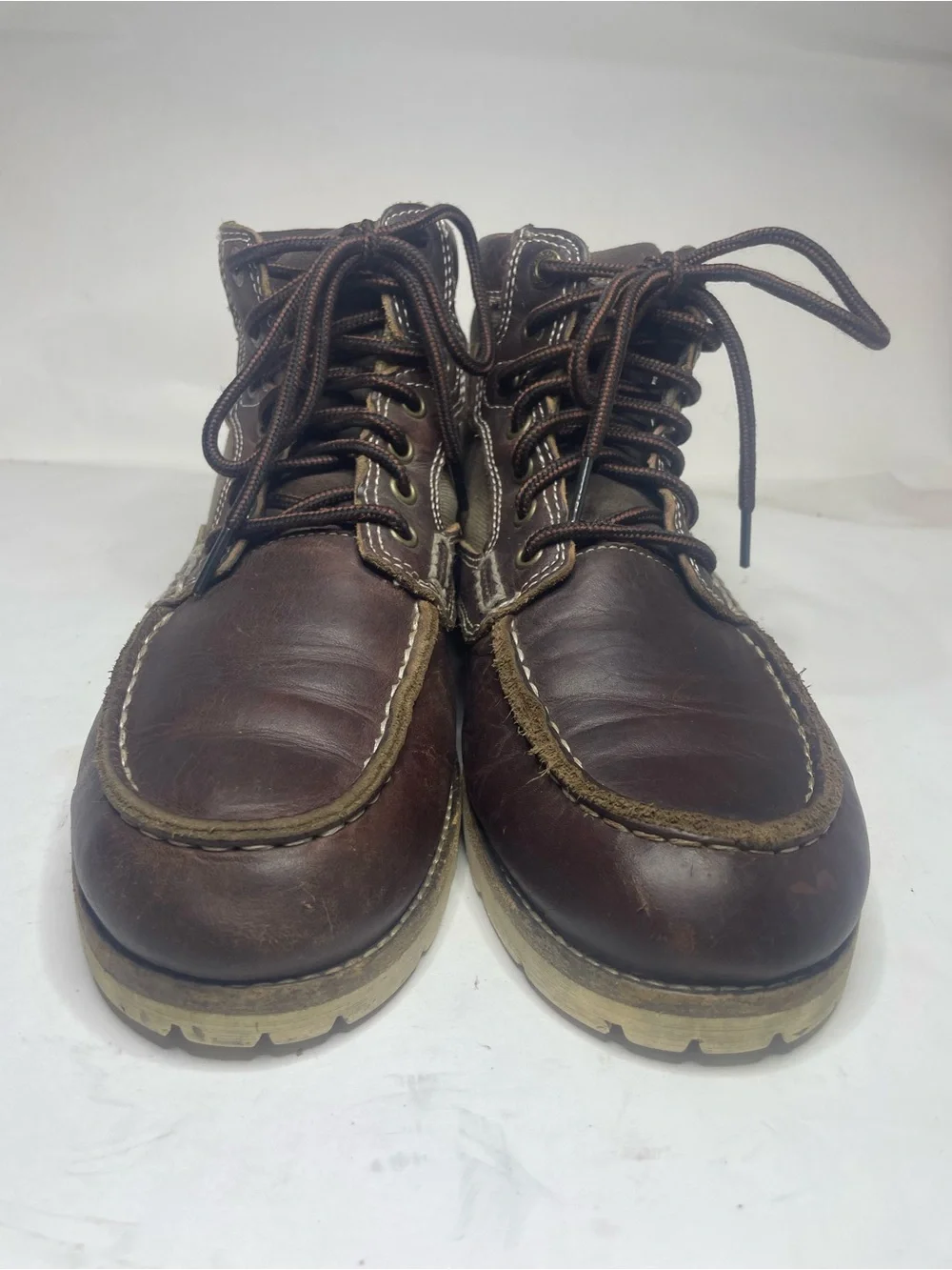 Levi's Brown Leather Moc Toe Lace-Up Boots